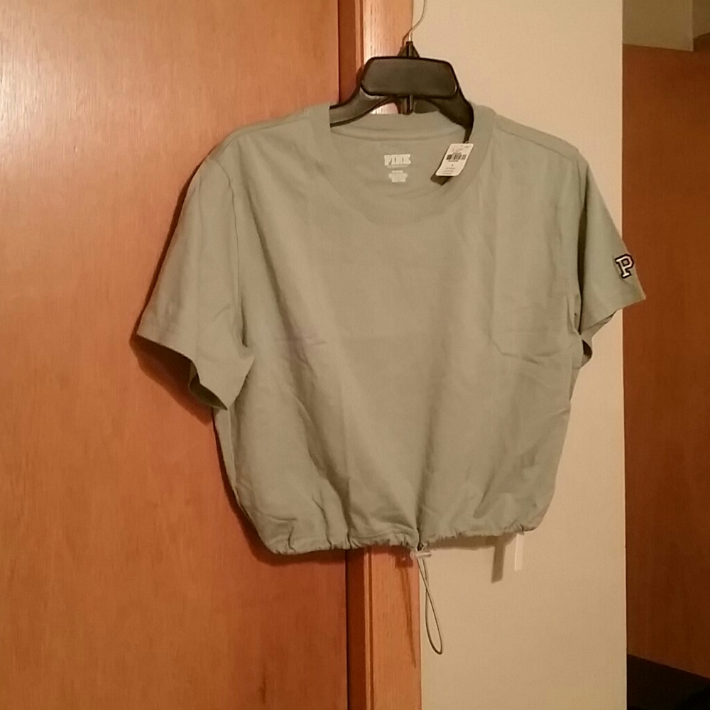 Short Sleeve Drawstring Bottom Crop